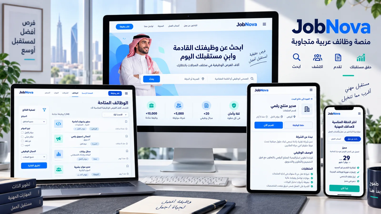 JobNova: قالب وظائف عربي مجاني Bootstrap 5 لمنصات التوظيف