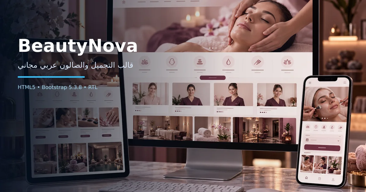 BeautyNova: قالب التجميل والصالون عربي مجاني Bootstrap 5