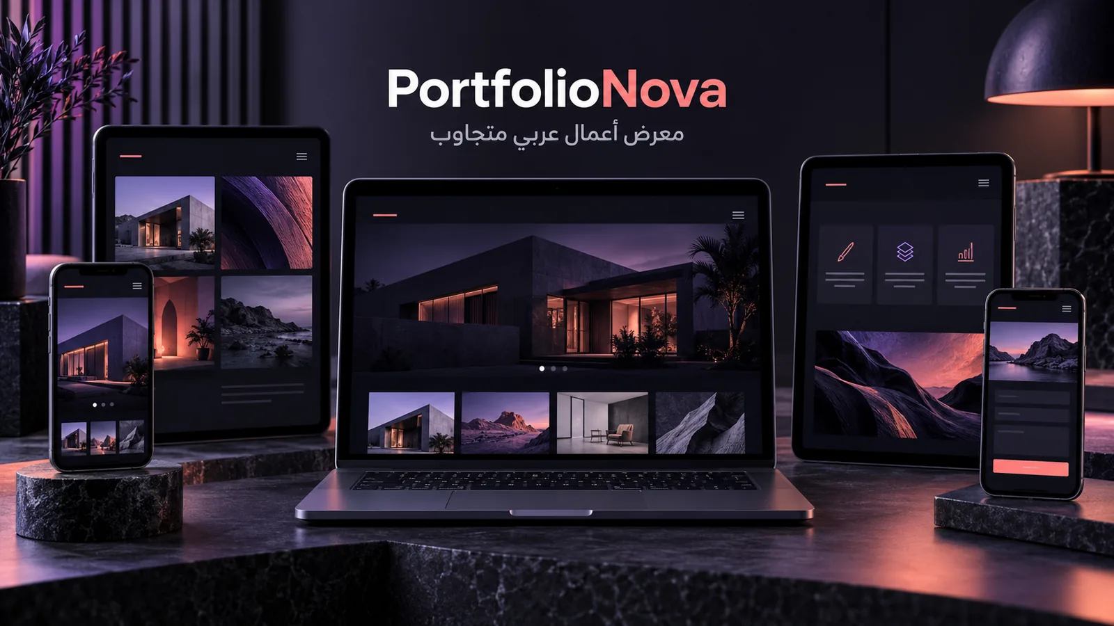 PortfolioNova – قالب معرض أعمال عربي مجاني Bootstrap 5 بتصميم RTL