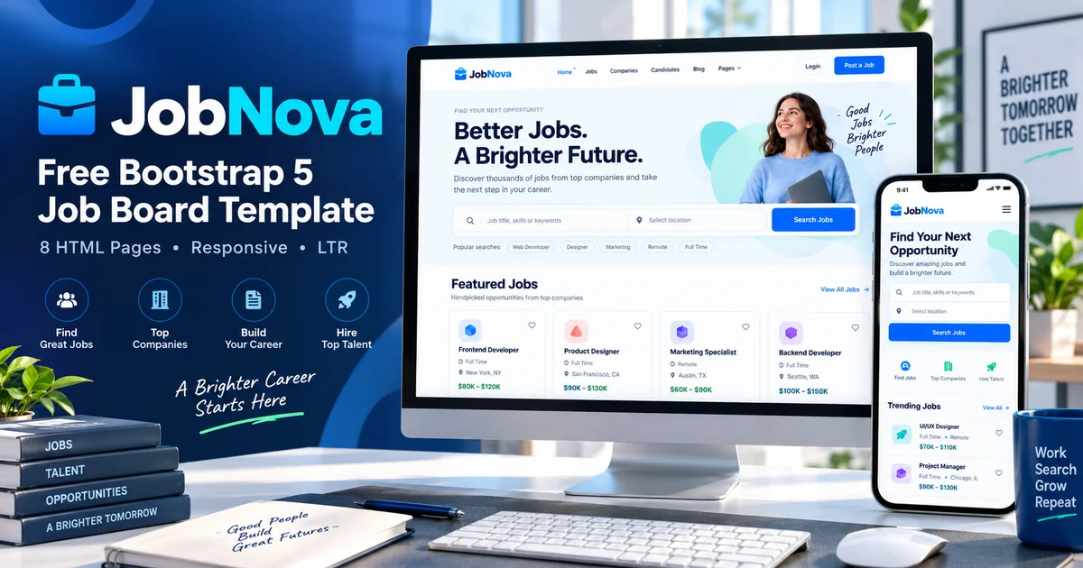 JobNova – Free Bootstrap 5 Job Board & Recruitment HTML Template