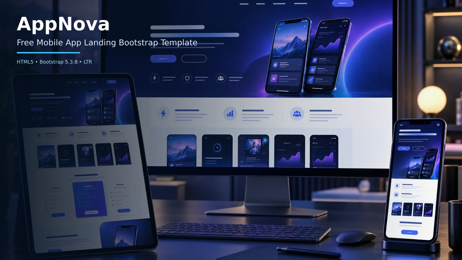 AppNova – Free Bootstrap 5 Mobile App Landing HTML Template